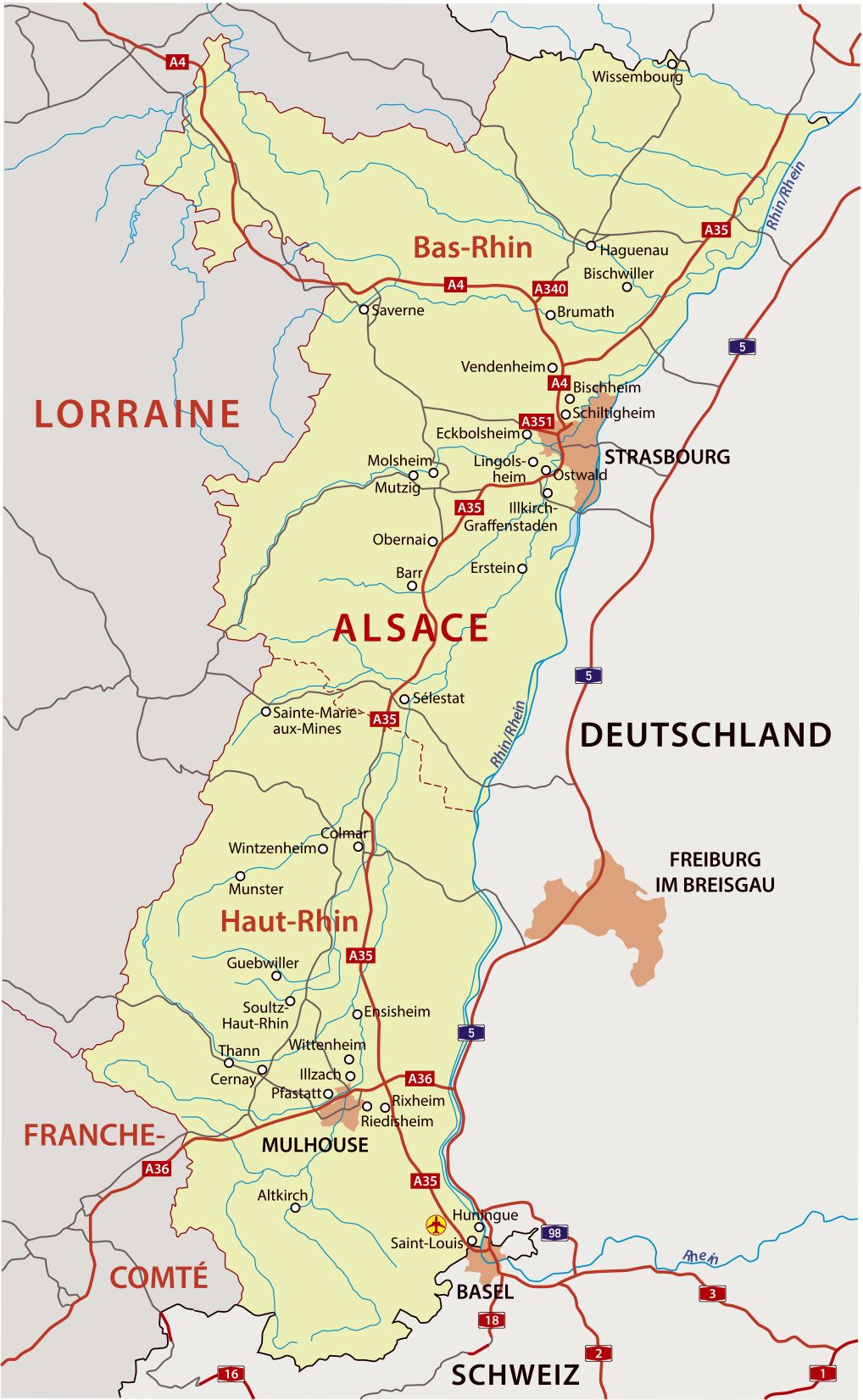 Carte de l'Alsace